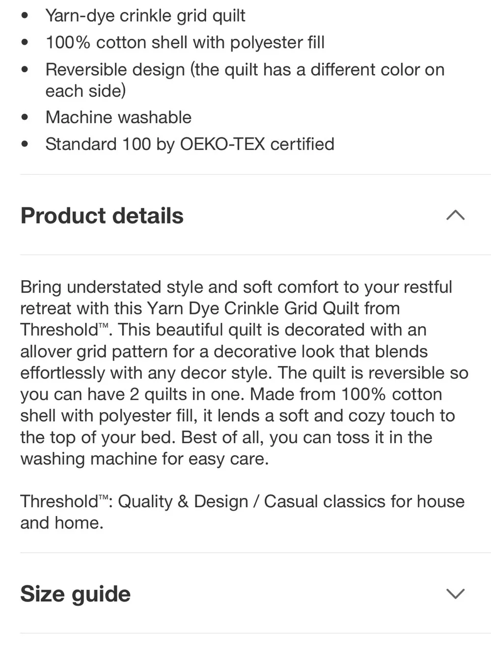 Threshold King Yarn Dye Crinkle Grid Quilt Ivory/Camel